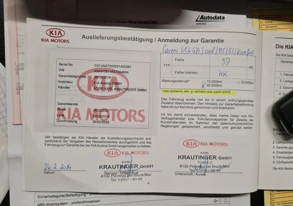 Kia Carens cena 33499 przebieg: 125960, rok produkcji 2014 z Nasielsk małe 497